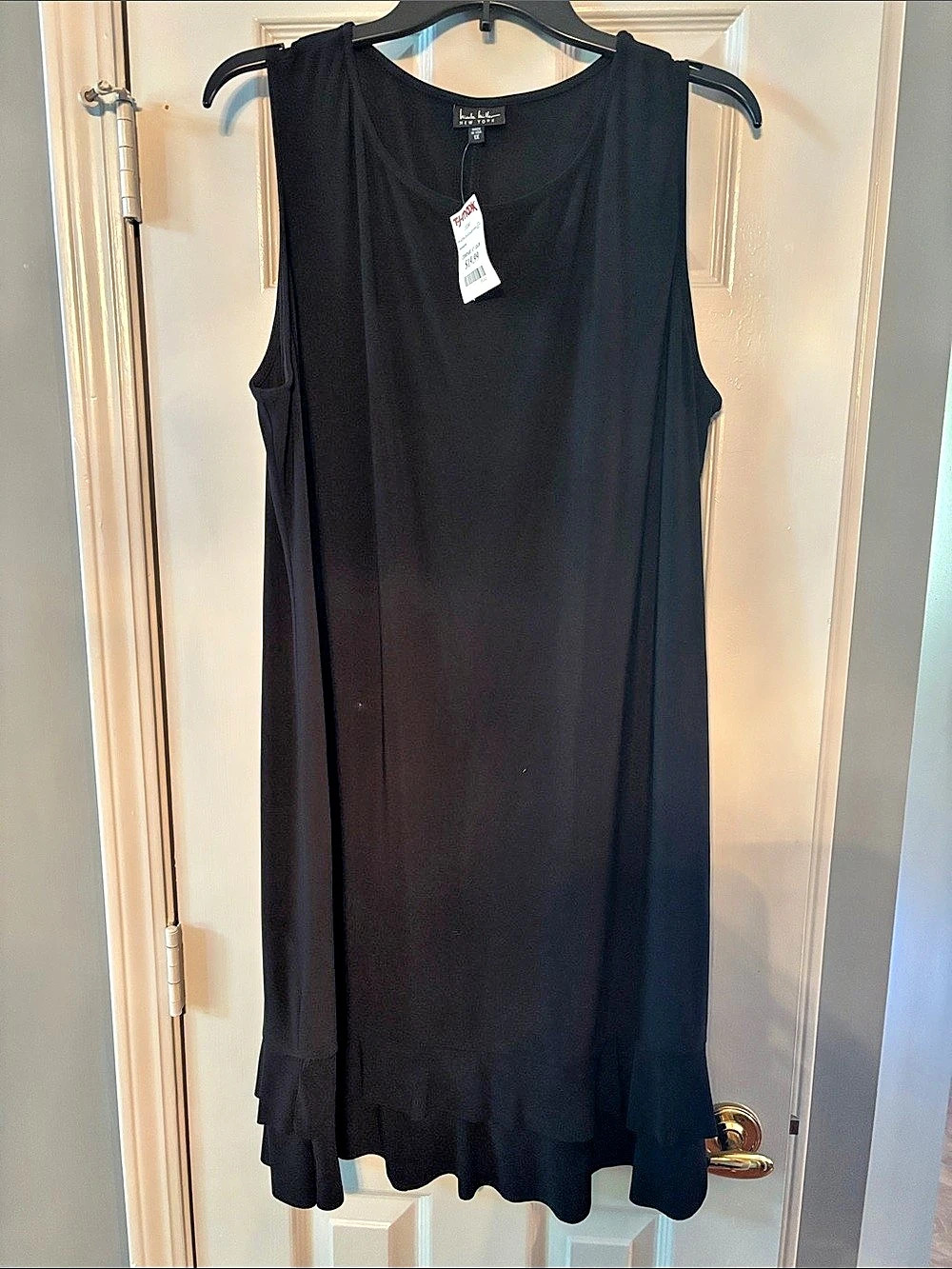 Nicole Miller New York Sleeveless Ruffle Hem Swing Dress Black NWT
